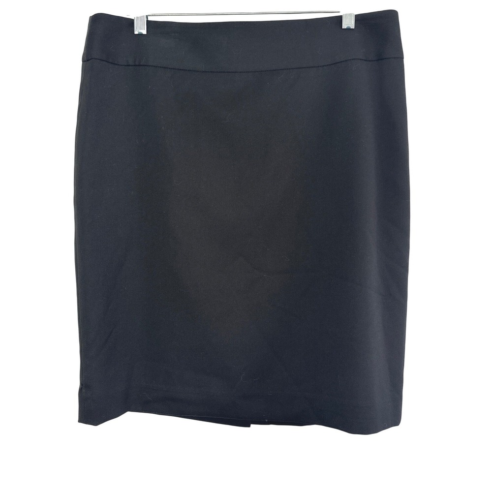 Anne Klein Career Skirt Womens Size 12 Black‎ Minimalist Stretch Back Zip Slit